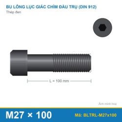 Bu lông lục giác chìm thép M27x100 ren lửng