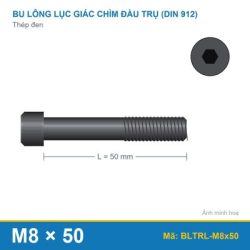 Bu lông lục giác thép 912 M8x50 ren lửng
