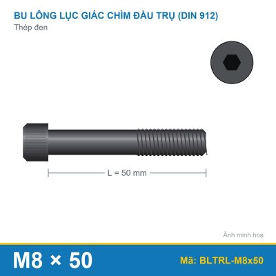 Bu lông lục giác thép 912 M8x50 ren lửng