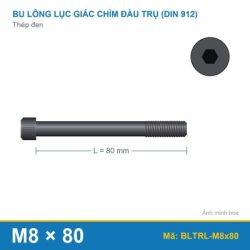 Bu lông lục giác chìm thép M8x80 ren lửng