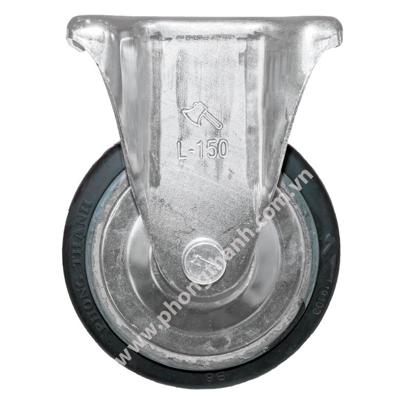 Bánh xe cao su lõi gang Ø150x40 cố định càng thép L150C Phong Thạnh