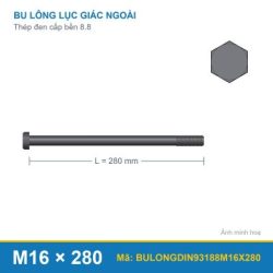 Bu lông thép đen 8.8 DIN931 M16x280