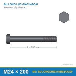 Bu lông thép đen 8.8 DIN931 M24x200