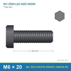 Bu lông mặt bích lục giác thép đen M6x20