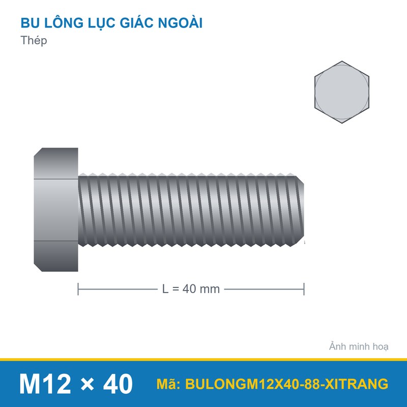 Bulong xi trắng M12x40