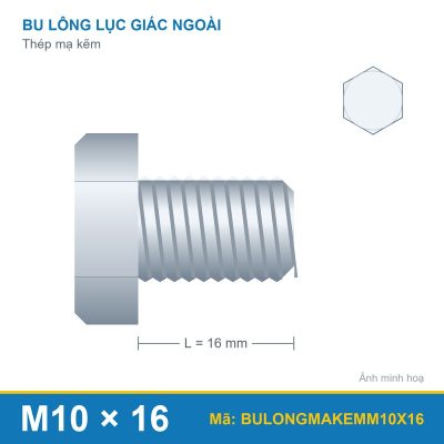 Bu lông mạ kẽm M10x16
