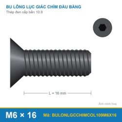 Bu lông lục giác chìm đầu col thép đen 10.9 M6x16