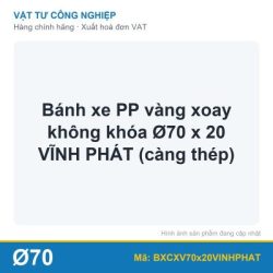 Bánh xe PP vàng xoay không khóa Ø70 x 20 VĨNH PHÁT (càng thép)