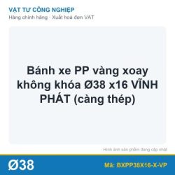Bánh xe PP vàng xoay không khóa Ø38 x16 VĨNH PHÁT (càng thép)
