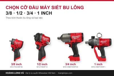 Chọn Cỡ Đầu Máy Siết Bu Lông 3/8, 1/2, 3/4 Và 1 Inch