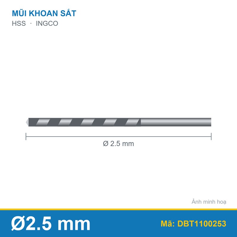 Mũi khoan kim loại HSS DBT1100253 (2.5mm) INGCO