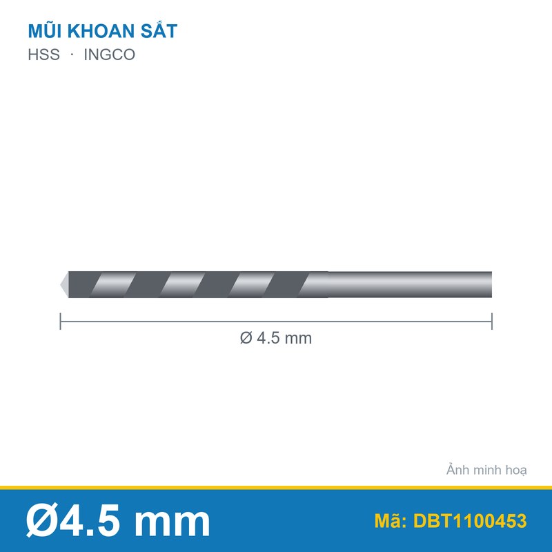 Mũi khoan kim loại HSS DBT1100453 (4.5mm) INGCO