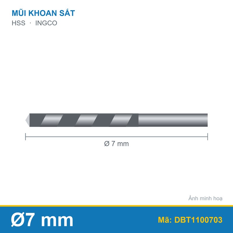 Mũi khoan kim loại HSS DBT1100703 (7.0mm) INGCO