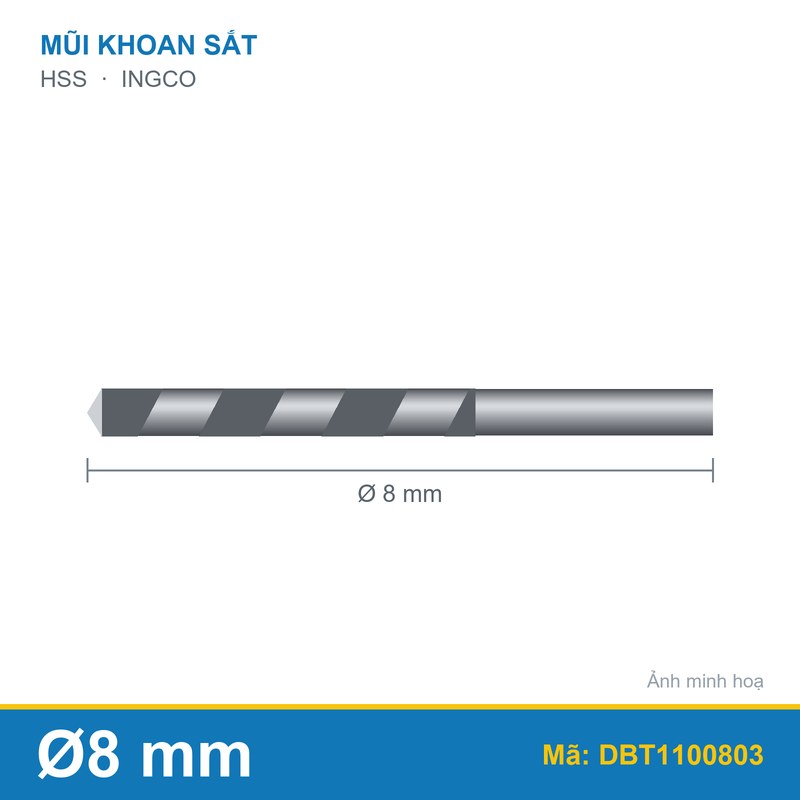 Mũi khoan kim loại HSS DBT1100803 (8.0mm) INGCO