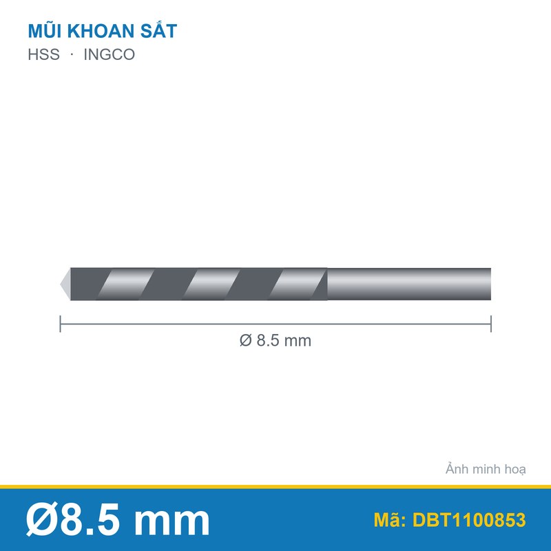 Mũi khoan kim loại HSS DBT1100853 (8.5mm) INGCO