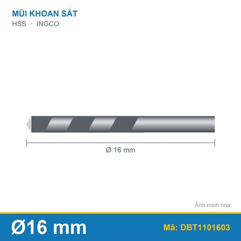 Mũi khoan kim loại HSS DBT1101603 (16.0mm) INGCO