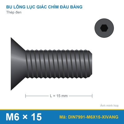 Bu lông lục giác chìm đầu dẹt DIN 7991 M6x15