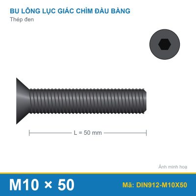 Bulong lục giác chìm đầu col thép đen M10x50