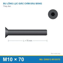 Bulong lục giác chìm đầu col thép đen M10x70