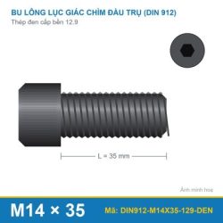 Bu lông lục giác chìm đầu trụ DIN 912 M14x35 thép đen 12.9
