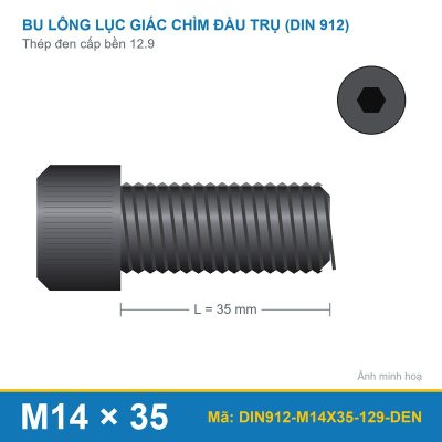 Bu lông lục giác chìm đầu trụ DIN 912 M14x35 thép đen 12.9
