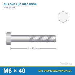 Bu lông Inox 304 M6x40