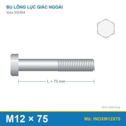 Bu lông mắt ren ngoài inox M12x75