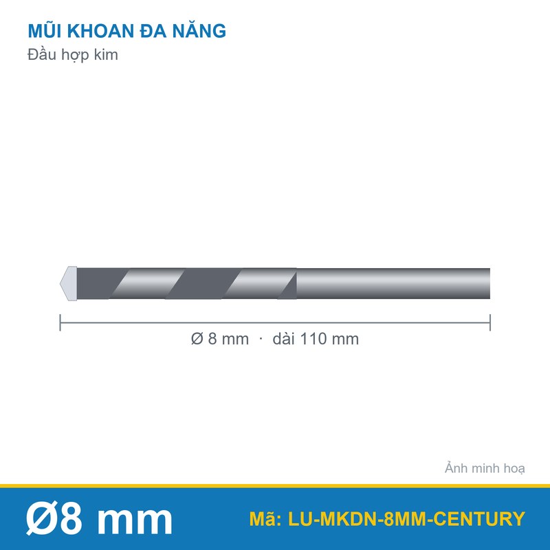 Mũi khoan đa năng 4 cạnh 8mm LU-MKDN-8MM CENTURY