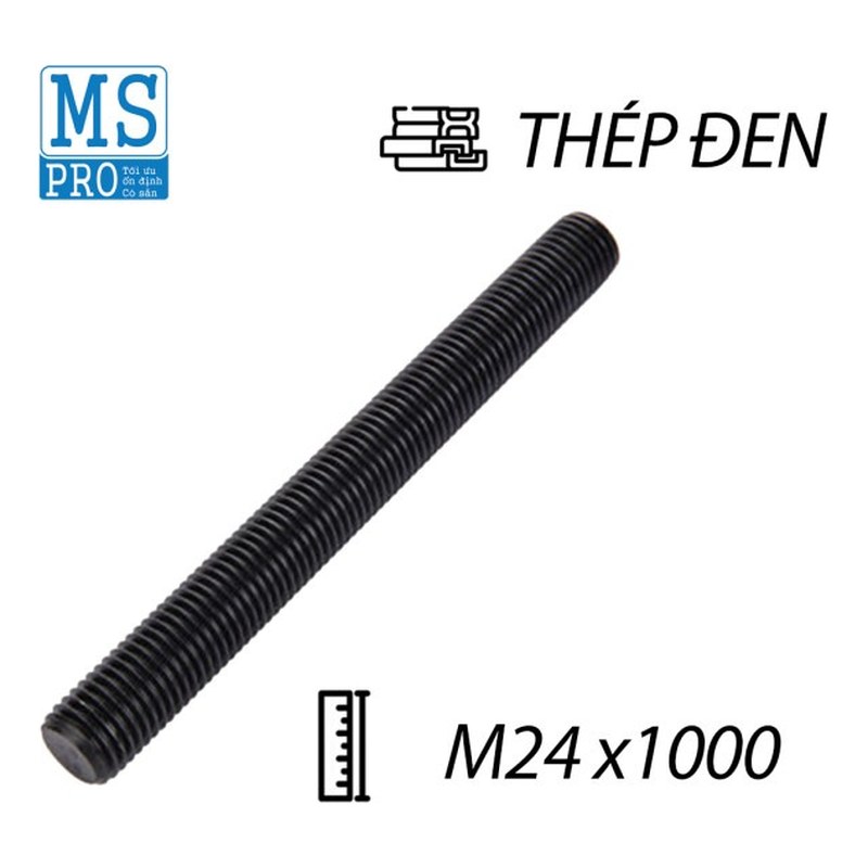 Ty ren thép đen 8.8 M24x1000