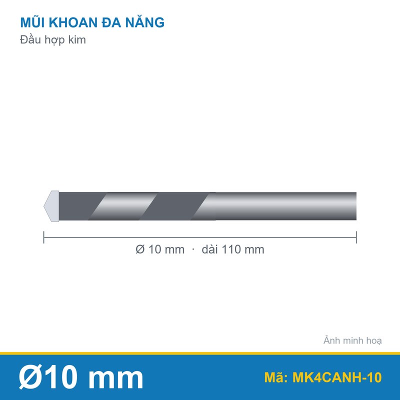 Mũi khoan đa năng 4 cạnh 10mm