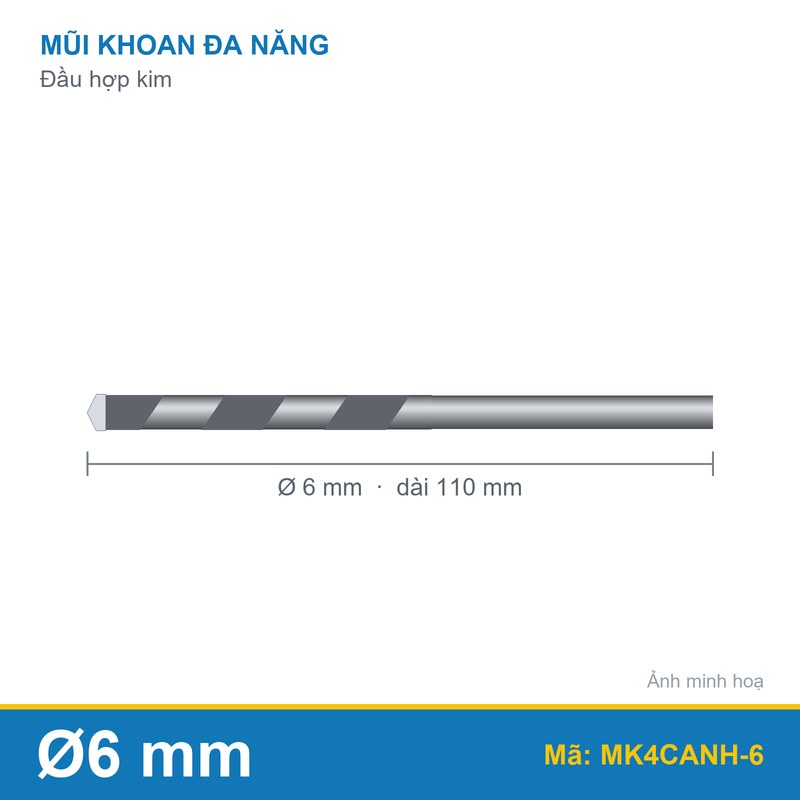 Mũi khoan đa năng 4 cạnh 6mm