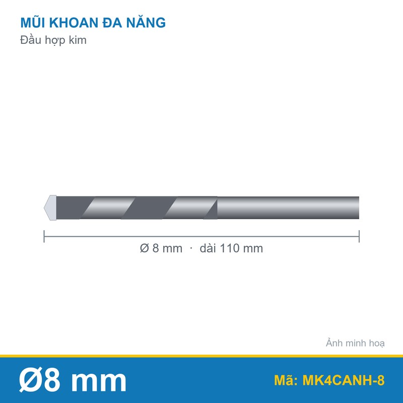 Mũi khoan đa năng 4 cạnh 8mm