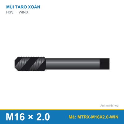 Mũi taro xoắn đen M16x2.0 WINS
