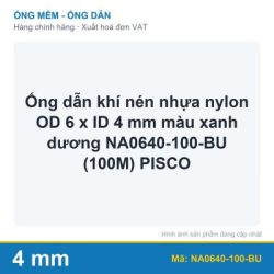 Ống dẫn khí nén nhựa nylon OD 6 x ID 4 mm màu xanh dương NA0640-100-BU (100M) PISCO (mét)