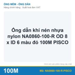 Ống dẫn khí nén nhựa nylon NA0860-100-R OD 8 x ID 6 màu đỏ 100M PISCO (cuộn)