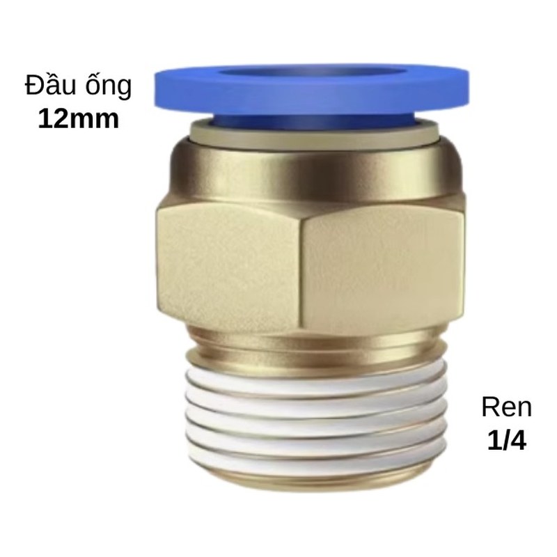 Nối hơi ren PC12-02 (Ống 12 ren 13) AIRTAC