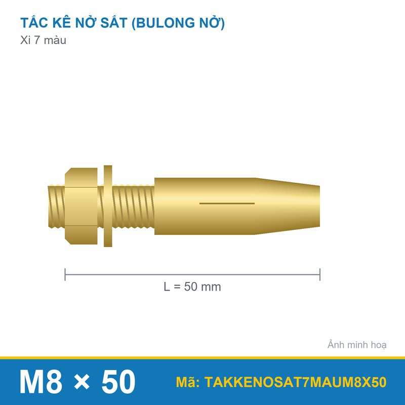 Tắc kê nở sắt xi 7 màu M8x50
