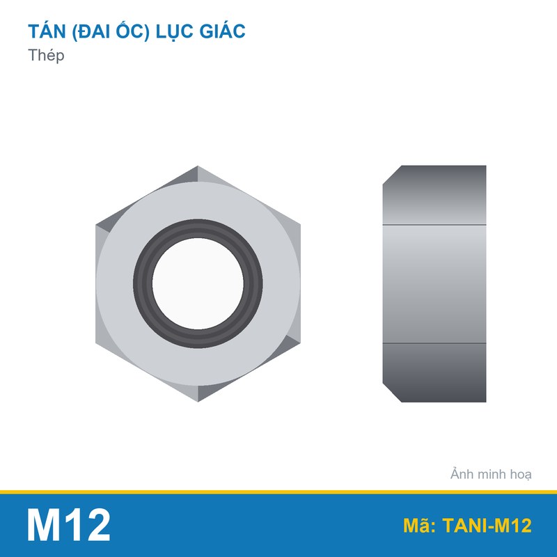 Tán inox304 M12