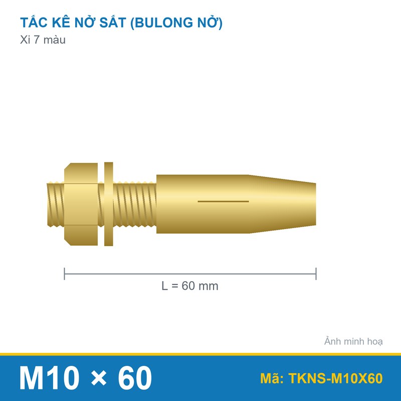 Tắc kê nở sắt xi 7 màu M10 x 60