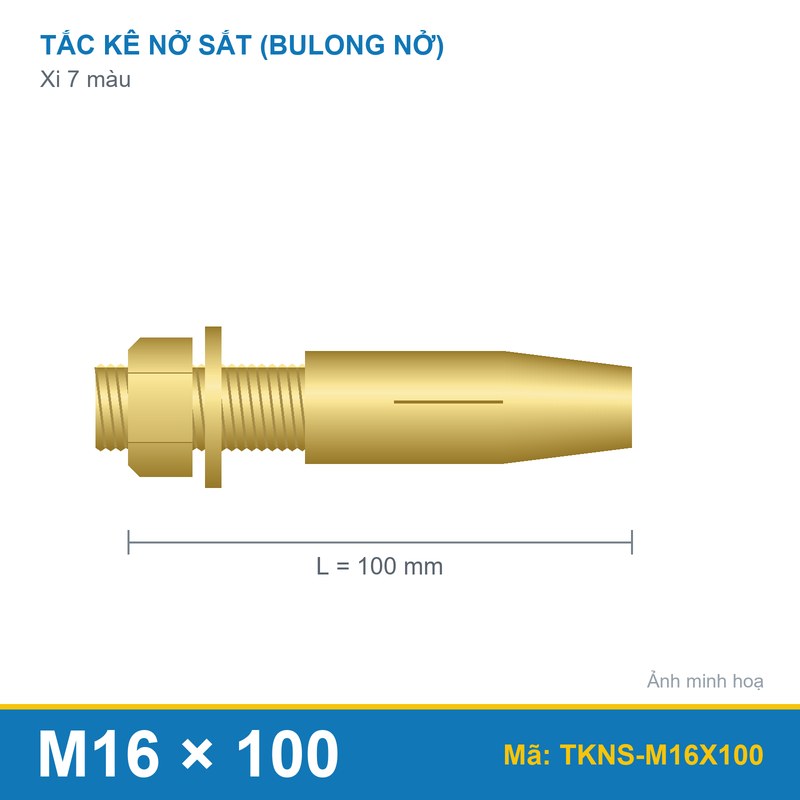 Tắc kê nở sắt xi 7 màu M16 x 100