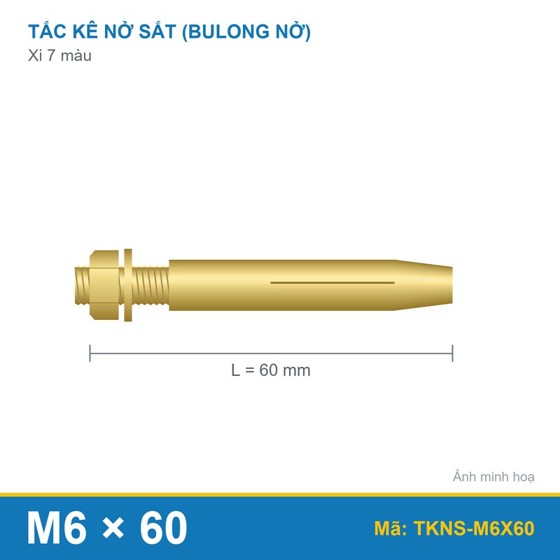 Tắc kê nở sắt xi 7 màu M6 x 60