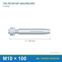 Tắc kê nở sắt 3 cánh xi trắng M10 x 100