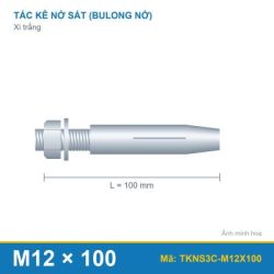 Tắc kê nở sắt 3 cánh xi trắng M12 x 100