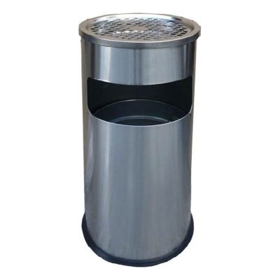 Thùng rác inox tròn gạt tàn D250X610mm