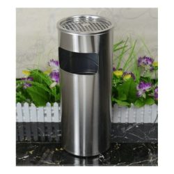Thùng rác inox tròn gạt tàn D300X610mm