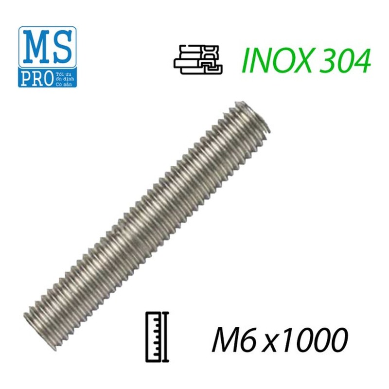 Ty ren Inox 304 M6x1000