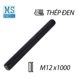 Ty ren thép đen 8.8 M12x1000 (cây)