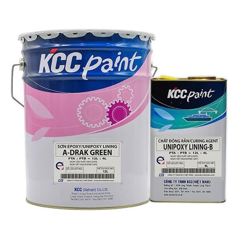 Sơn epoxy tự san phẳng Unipoxy Lining 16L màu xanh KCC