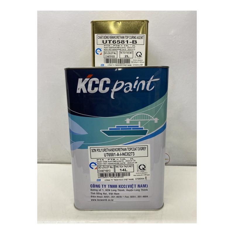 Sơn phủ 2 thành phần màu xám UT6581-A-I-1128 (4L/1 bộ) KCC